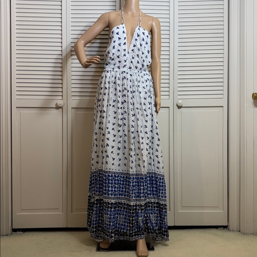 Roberta Roller Rabbit Women's Marble Lois Blue Maxi Dress Small
